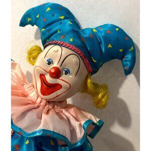 Vintage 1989 Porcelain Clown Happy Colorful Heritage Mint 17"